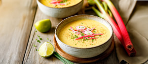 Cremige Paprikasuppe mit Rhabarber