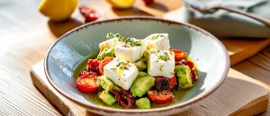 Ziegenk&auml;se mit Avocado-Tomaten-Ragout