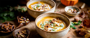 Kürbissuppe mit Nusskrokant