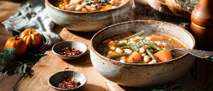 Veganer Bohneneintopf mit Kürbis