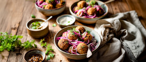 Falafel mit marinierten Zwiebeln
