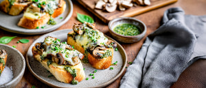Pesto-Pilz-Brötchen mit Raclettekäse