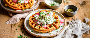 Karottenwaffeln mit Frühlingsquark