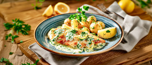 Schollenfilet in Kräuter-Zitronensoße