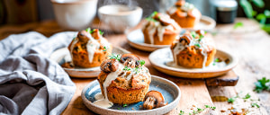 Warme Karotten-Curry-Muffins mit Champignons