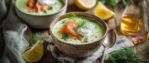 Gurkensuppe mit Räucherlachs