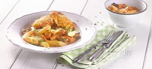 Spargel-Pilzragout mit Kartoffelrösti