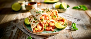 Fischwraps mit Garnelen und Koriander-Tomatenso&szlig;e