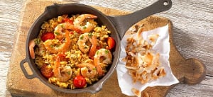 Kokos-Paella mit Shrimps