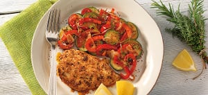 Minutenschnitzel vom Hühnchen mit mediterranem Gemüse