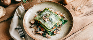 Schnelle Lasagne mit Spinat und Pilzen