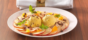 Apfelcarpaccio mit Vanilleeis