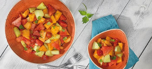 Melonensalat mit Tomaten und Ingwer