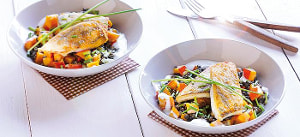 Zanderfilet auf Kürbis-Linsengemüse