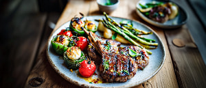 Rosmarin-Lammkoteletts und Caprese vom Grill