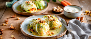 Kohlrouladen mit Karotten und Bergk&auml;se gef&uuml;llt