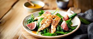 Spinat mit Feigen und Gew&uuml;rzh&auml;hnchen