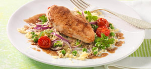 Balsamicohühnchen mit Basilikum-Erbsen-Couscous