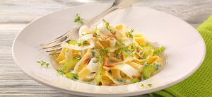 Bandnudeln mit Spargel in Parmesan-Kräutersoße