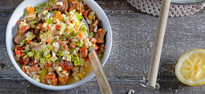 Cremiges Graupenrisotto mit Wurzelgemüse und Pilzen