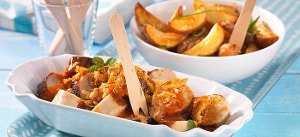 Currywurst mit Rosmarinkartoffeln