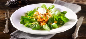 Forellentatar mit Feldsalat in Kartoffeldressing