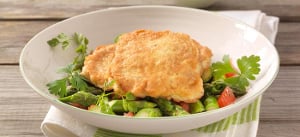 Gebratener grüner Spargel mit Kalbspicatta
