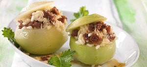 Gefüllte Kohlrabi mit Hackfleisch-Feigen-Risotto