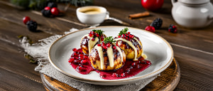 Gefüllte Bratäpfel mit Preiselbeer-Vanillesoße