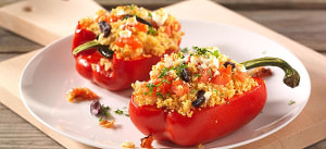 Gegrillte Paprika mit Couscous und Feta