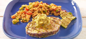 Gegrilltes Thunfischsteak mit Limetten-Pfeffer-Butter