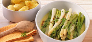 Gratinierter Spargel mit Pfeffer-Hollandaise