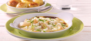 Gratinierter Spargel mit Sauce Hollandaise und Ziegenkäse