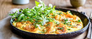 Kürbis-Kartoffel-Tortilla mit Feldsalat