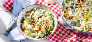 Maccaroni mit Bohnen-Carbonara