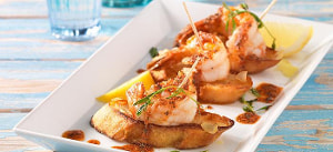 Pesto-Garnelen auf Knoblauch-Röstbrot