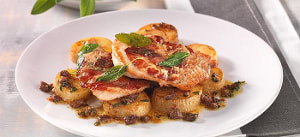 Puten-Saltimbocca mit Olivenbutter