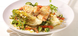 Seelachsfilet mit gebratenem Kopfsalat