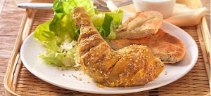Sesamhuhn mit Knoblauchsoße