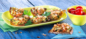 Vegane Tomaten-Auberginen-Bruschetta