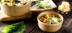 Wirsingrisotto mit Maronen und Speck