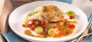 Zanderfilet auf Lauchgemüse mit Dill-Zitronenjus