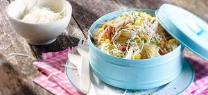 Zitronen-Spaghetti mit Bacon und Mais