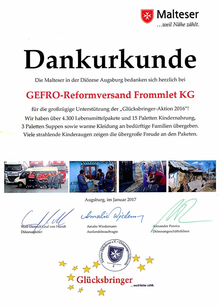 Glücksbringer Urkunde